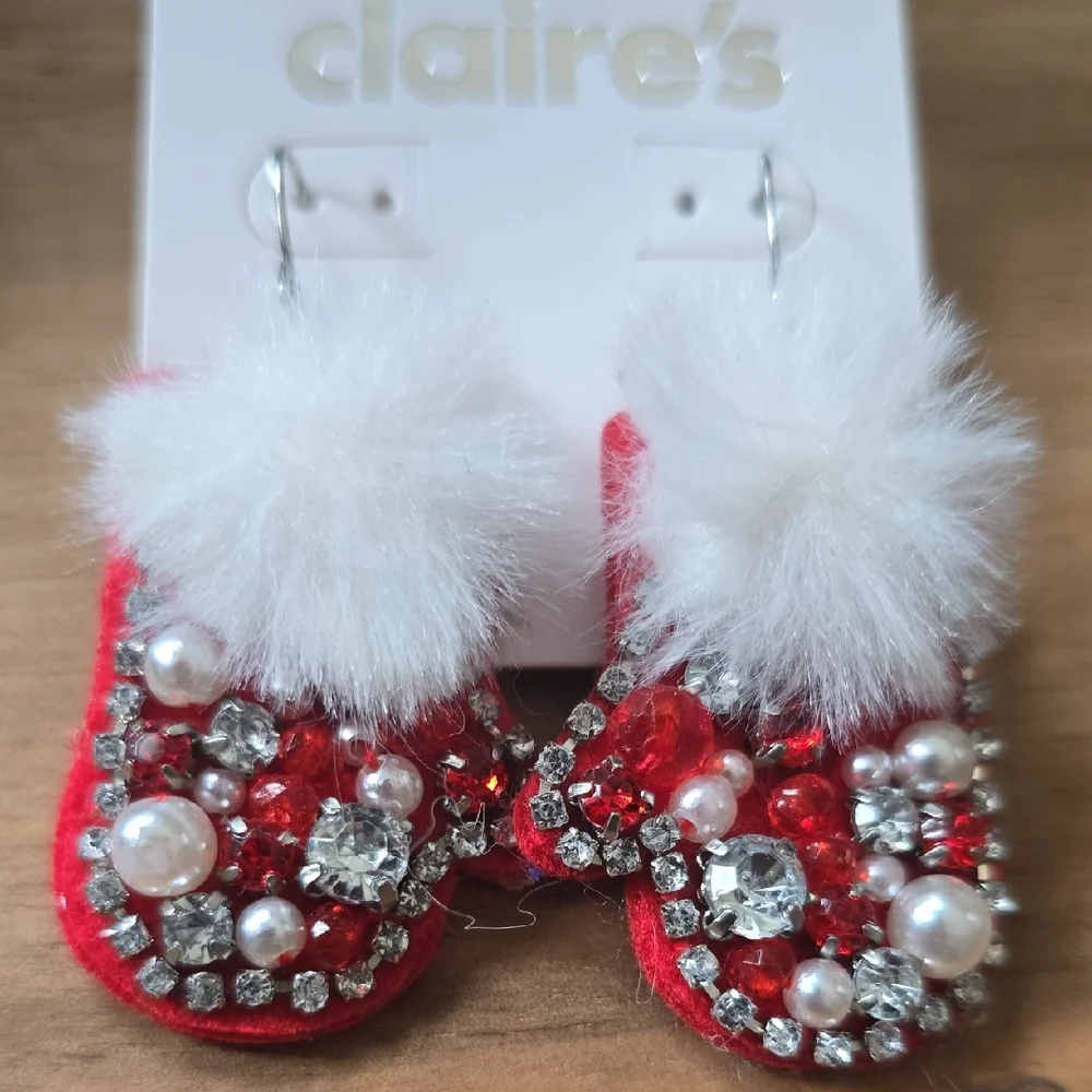 Claire's Chritmas Festive Pom-Pom Earrings🌲
